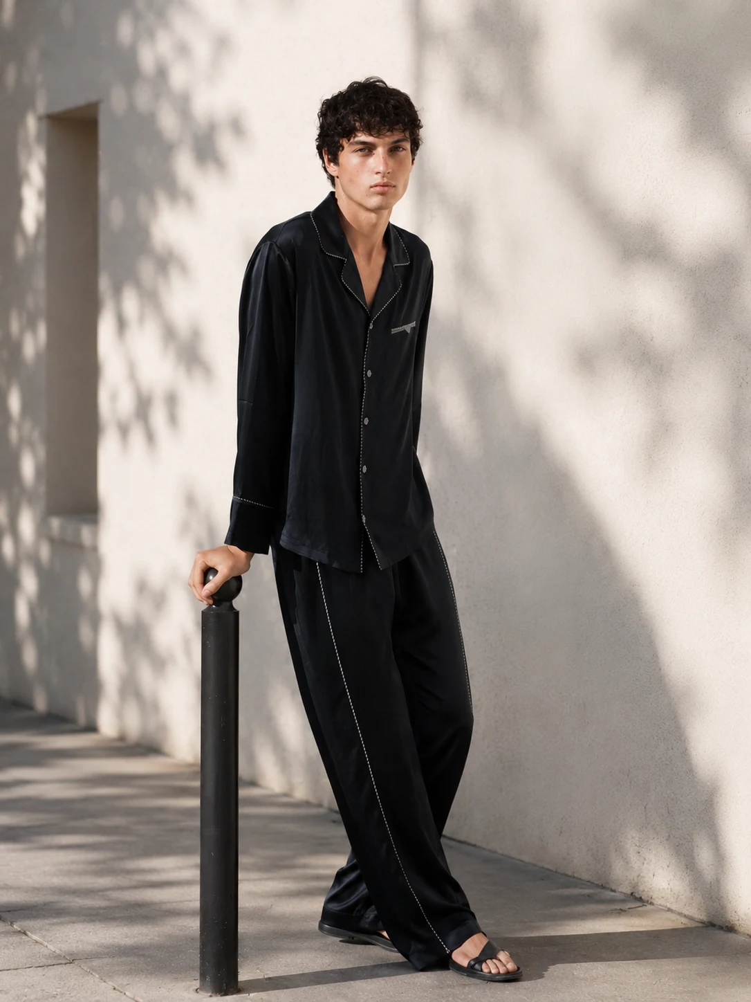 Silk pyjama set in the Mediterranean light